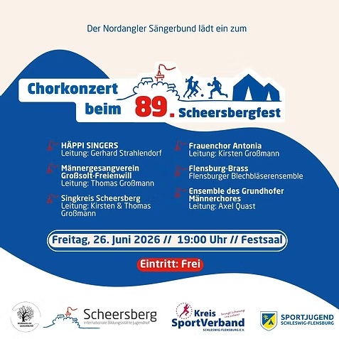 Plakat zum Chorkonzert des Nordangler Sängerbundes zu Scheersbergfest 2026